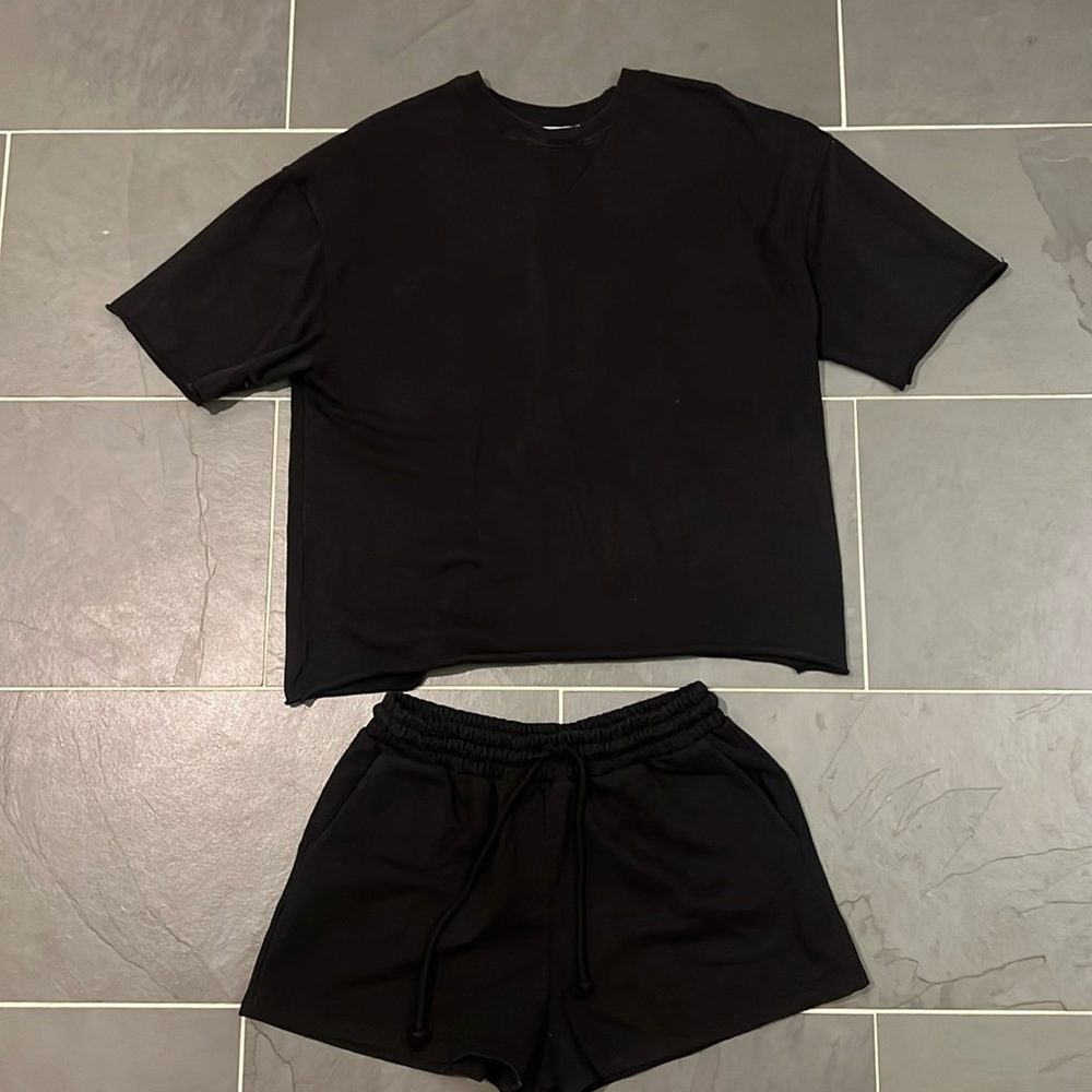 Zara short sleeved sweatshirt and shorts set (Top M/shorts L)